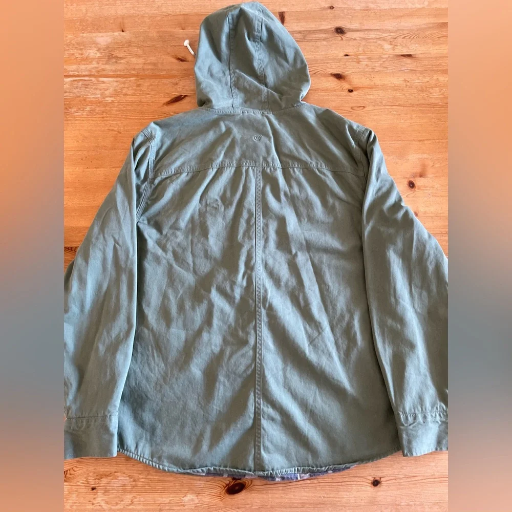 Fat Face Olive Hooded, Flannel-Lined Shirt Jacket - Picture 4 of 7